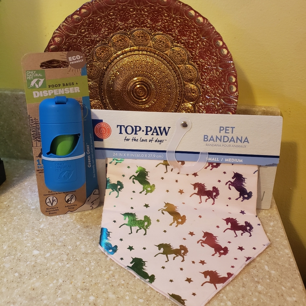 Dog Bandana Unicorn & Dispenser Bag Set